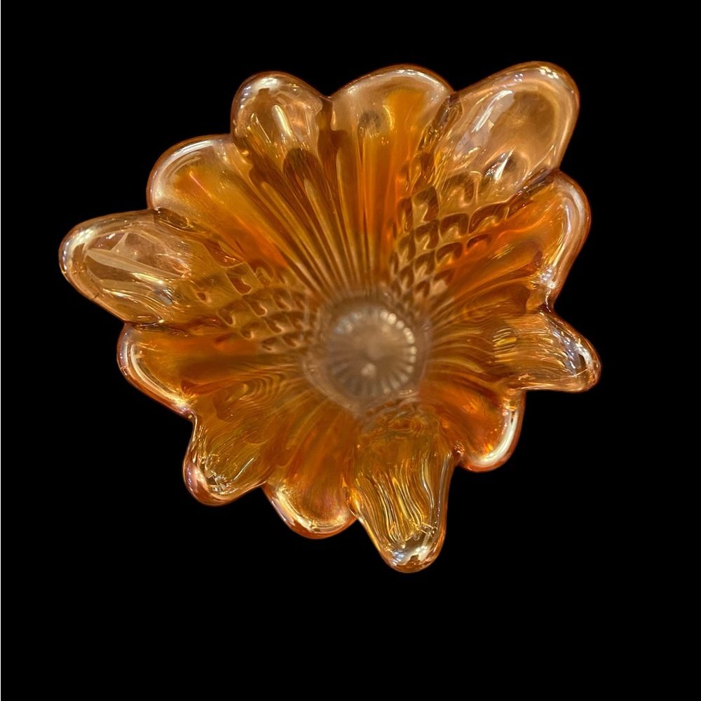 Vintage Fenton Marigold Carnival Glass Swung Vase Diamond Point Columns - Picture 10 of 12